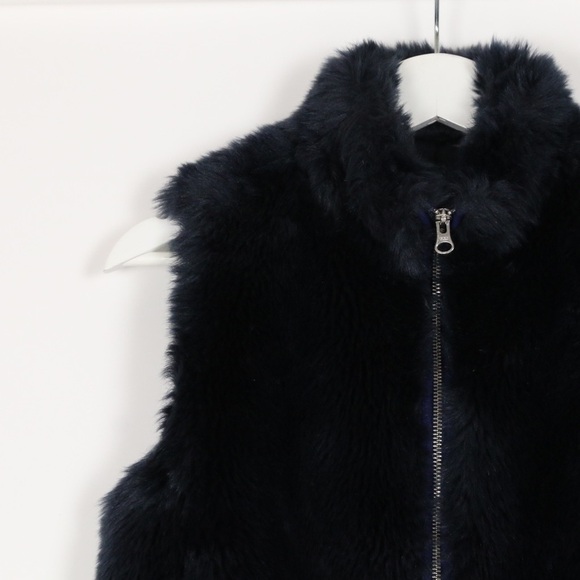 J. Crew Faux Fur Dark Blue Vest - Picture 3 of 7